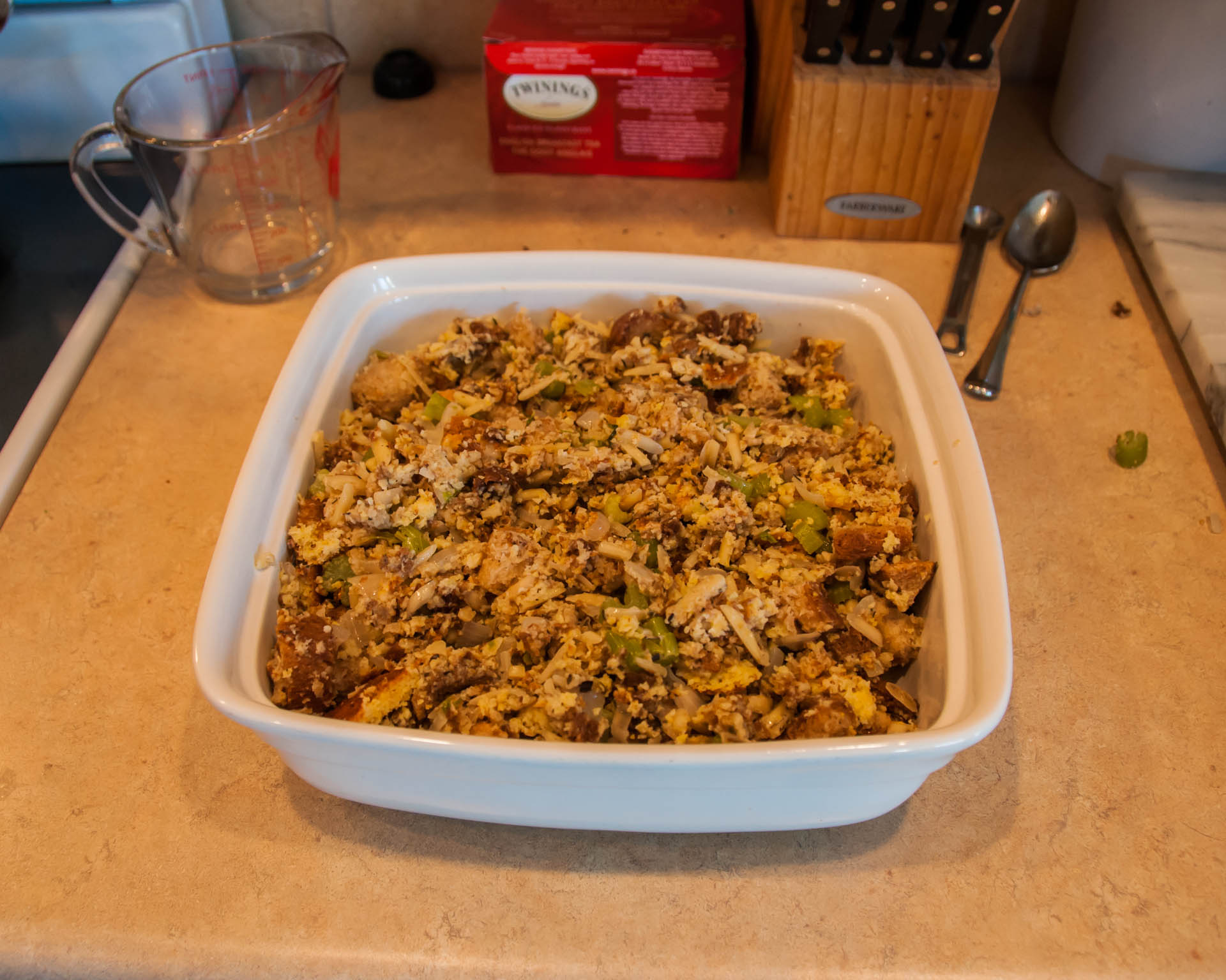 Stuffing in casserole dish