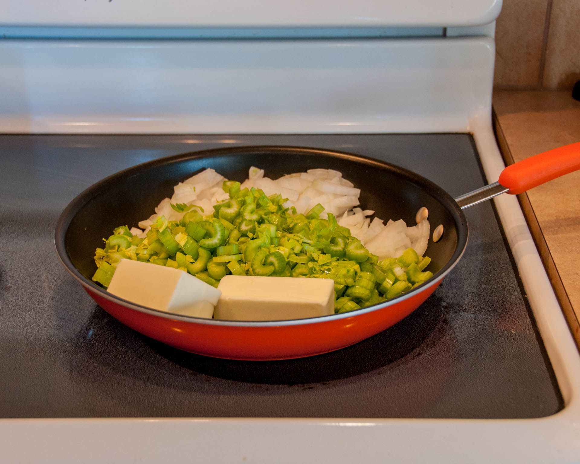 Ingredients in pan