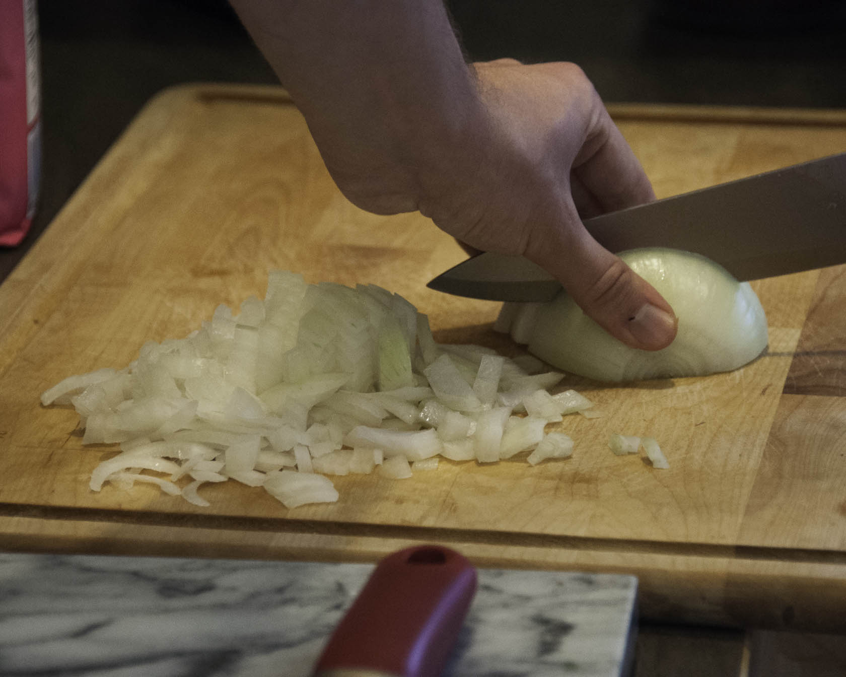 Onion being chopped