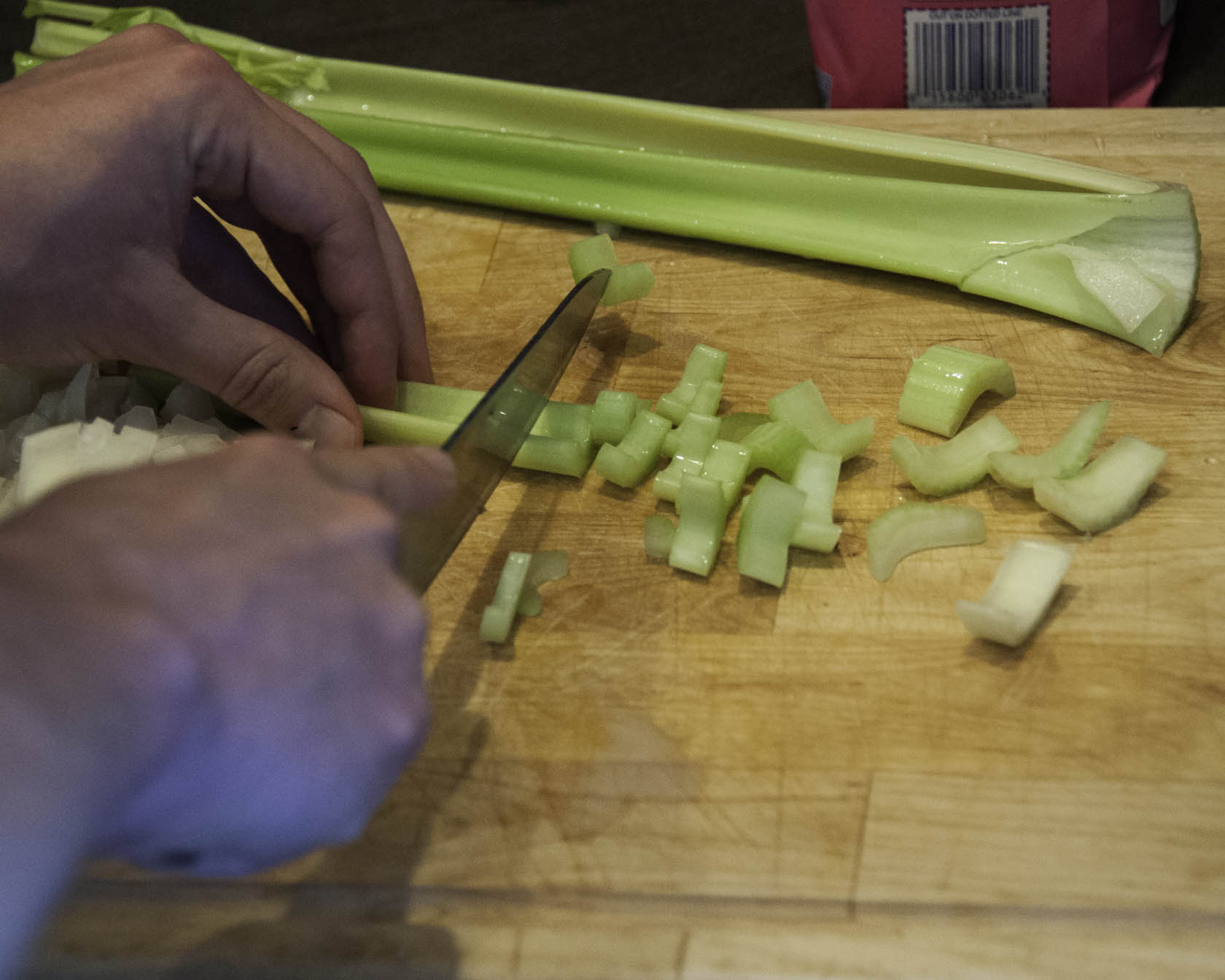 Celery being chopped