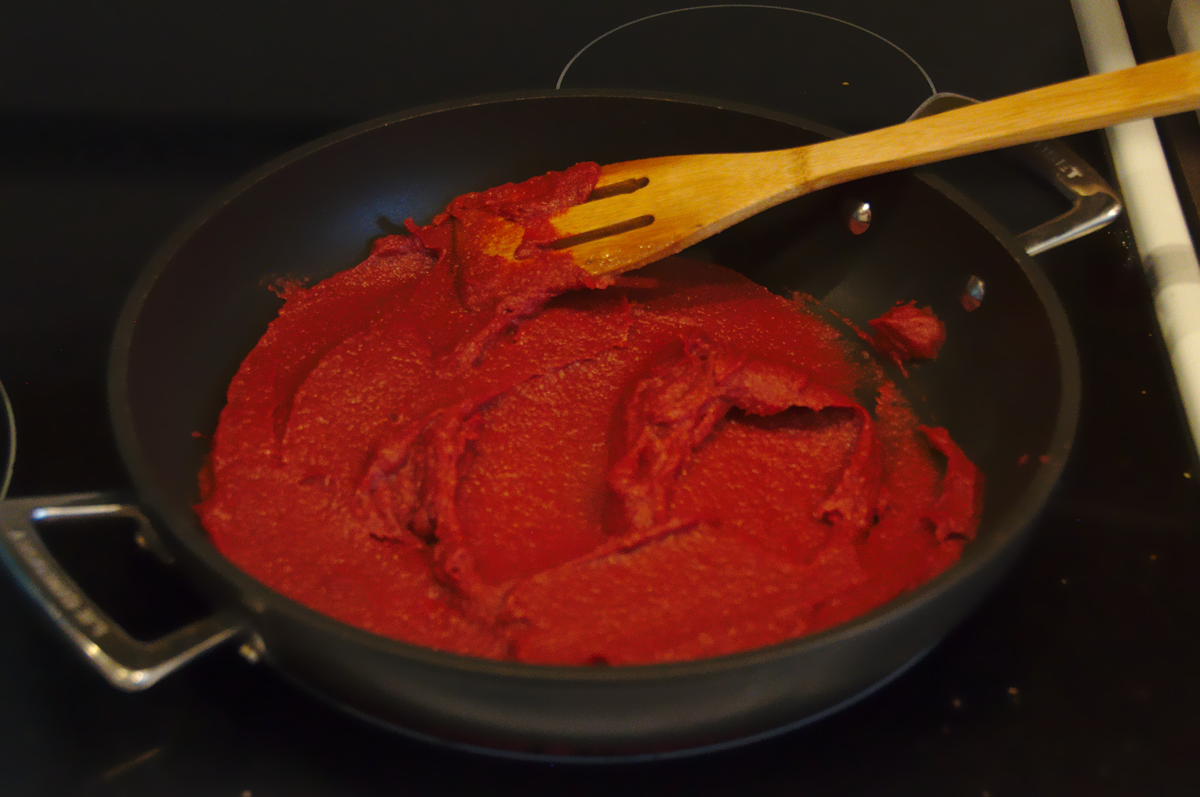 Tomato paste in a pan